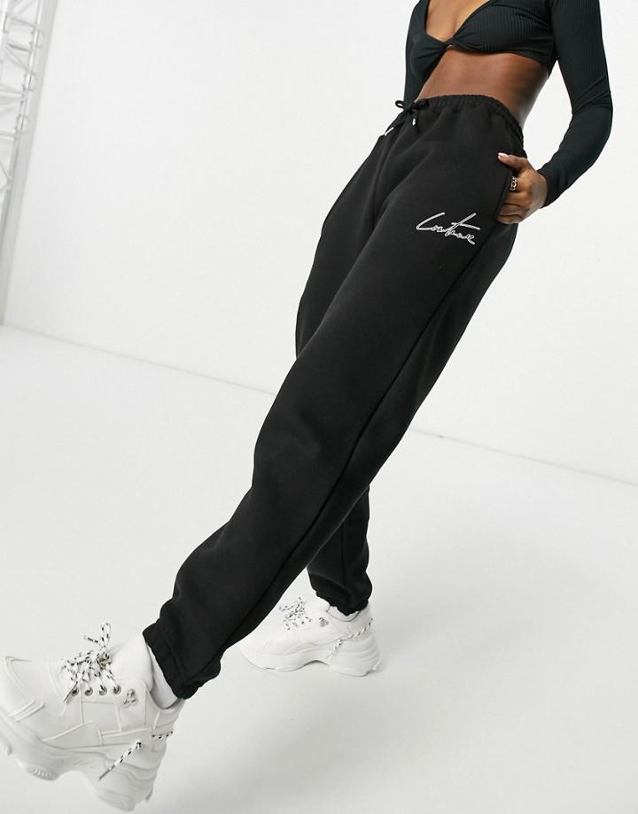 The Couture Club Oversized Logo High Waisted Sweatpants-black