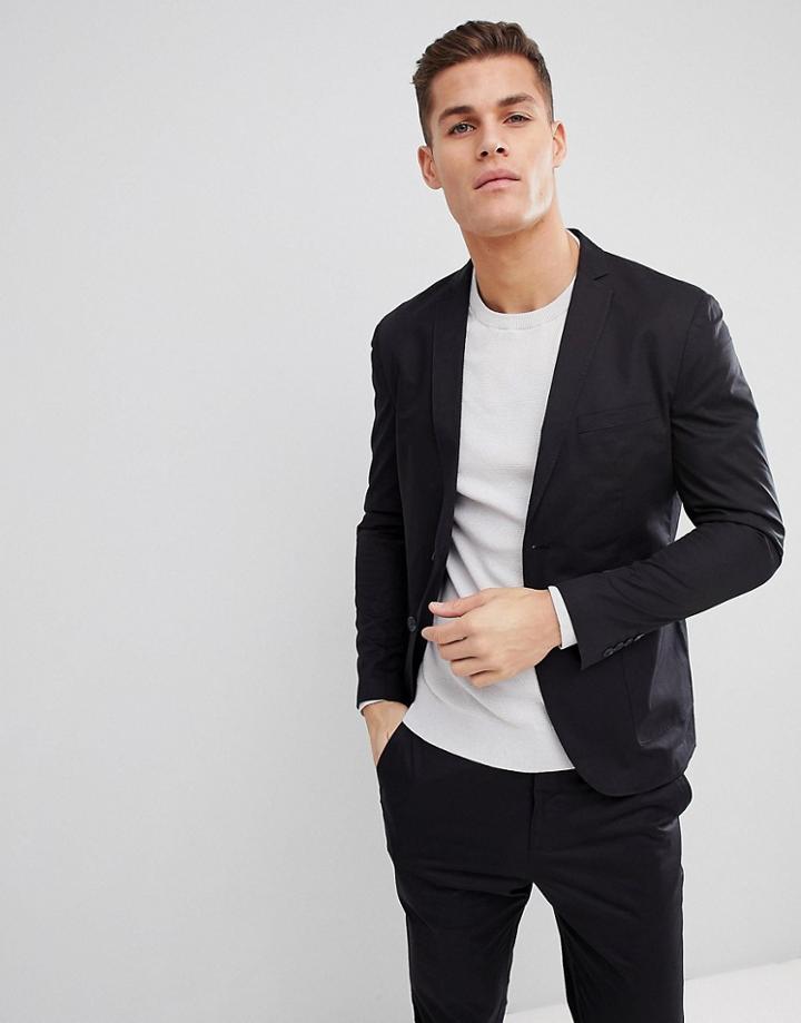 Selected Homme Suit Jacket With Patch Pockets - Black