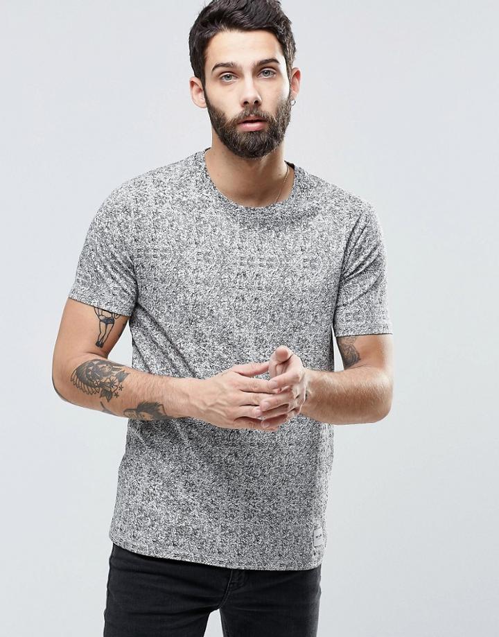 Only & Sons T-shirt With All Over Scribble Print - Light Gray Marl