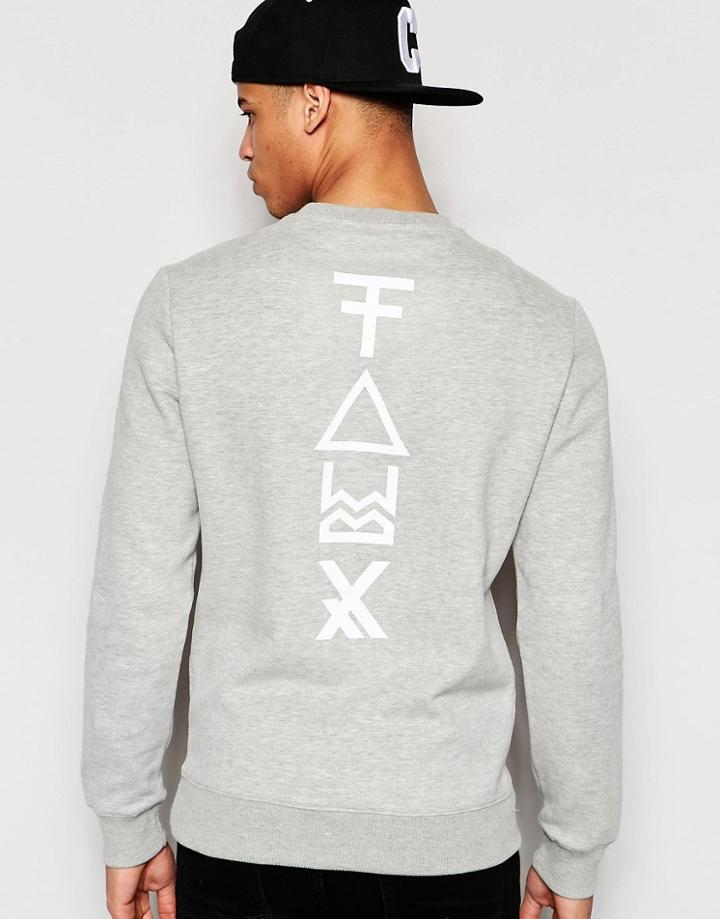 Friend Or Faux Sweatshirt Graphic Logo Back Print - Gray