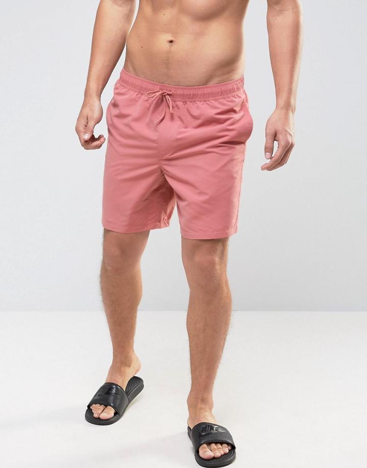 Asos Swim Shorts In Dusty Pink Mid Length - Pink