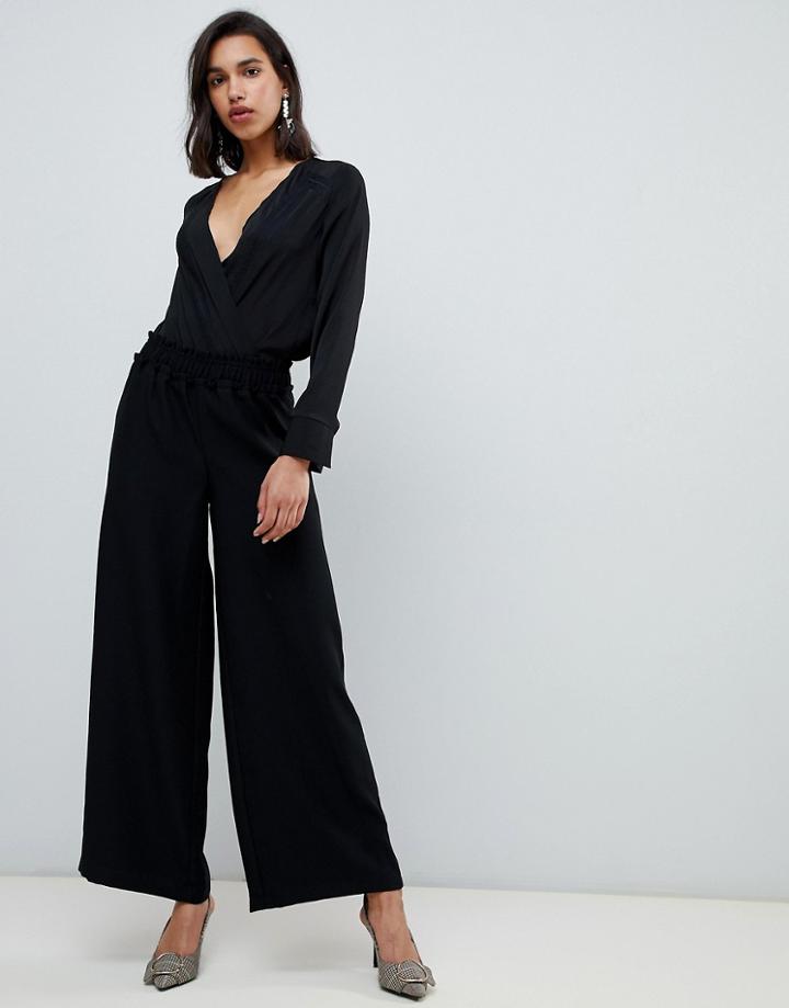 Vero Moda Paperbag High Waist Wide Leg Pants-black