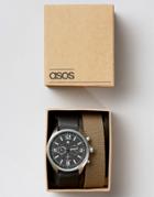 Asos Interchangeable Watch In Military Styling - Black