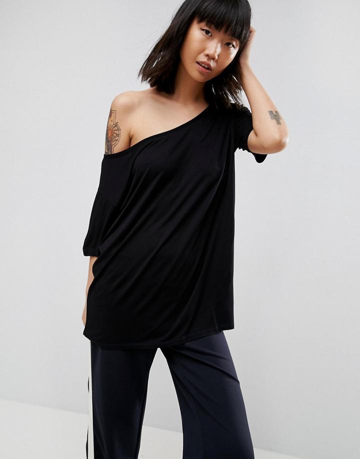Asos Off Shoulder T-shirt - Black