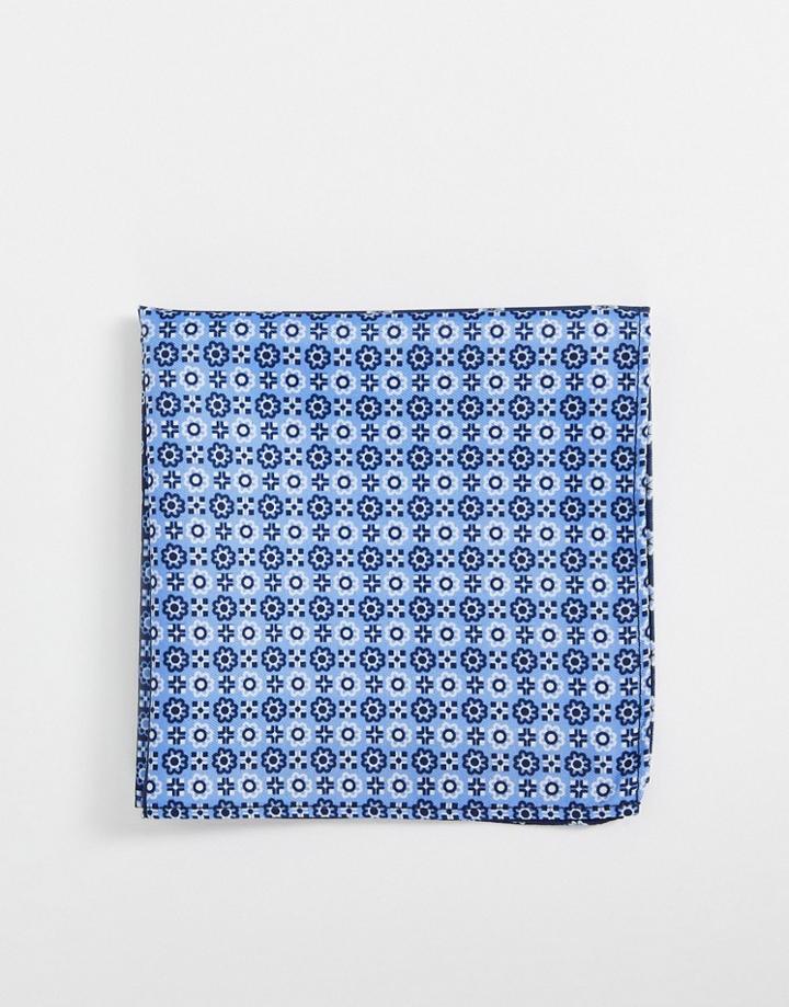 Asos Design Pocket Square With 4-way Wear Design In Blue