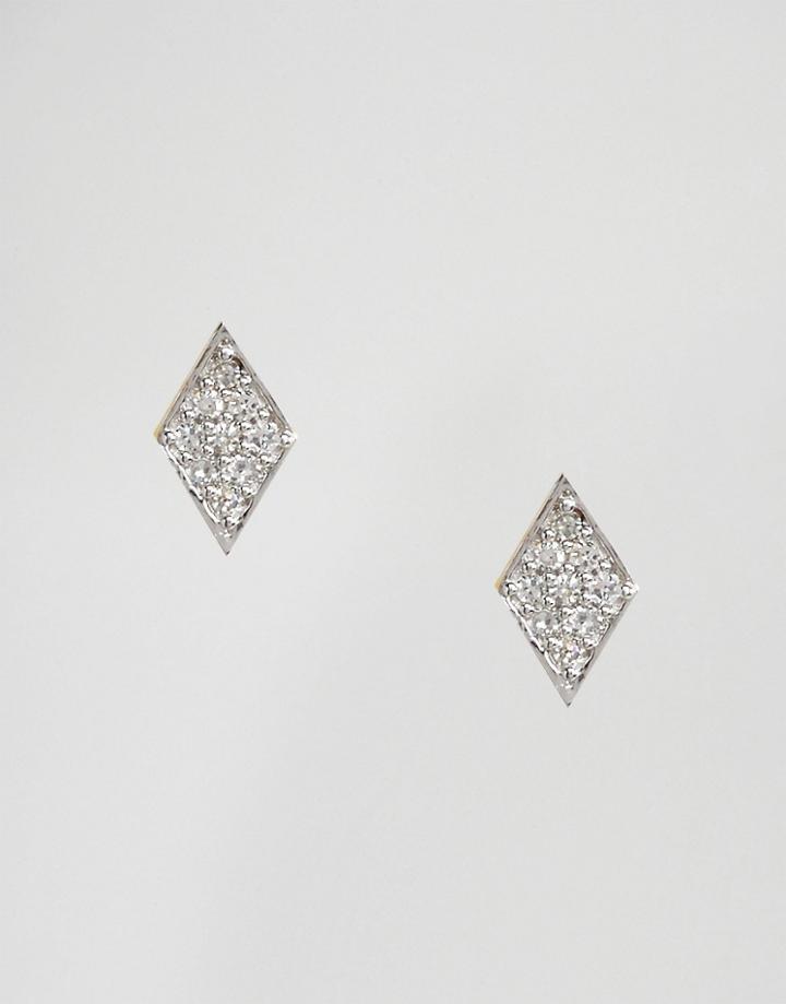 Carrie Elizabeth Tiny Pave Diamond Kite Stud Earrings - Gold