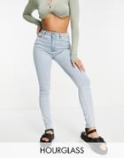 Asos Design Hourglass High Rise 'lift And Contour' Skinny Jeans In Pretty Lightwash-blues