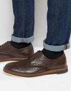 Frank Wright Textured Brogues In Brown Leather - Brown