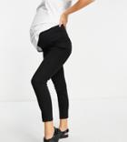 Cotton: On Maternity Underbump Cropped Ripped Skinny Jean In Wash Black