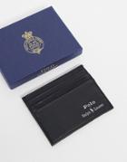 Polo Ralph Lauren Leather Cardholder In Black With Silver Foil Logo