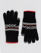 Glen Lossie Lambswool Fair Isle Touch Gloves In Black - Black