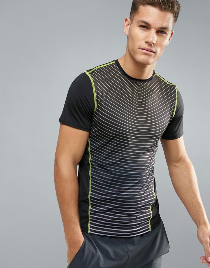 New Look Sport T-shirt With Stripes In Black - Black