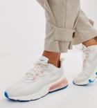 Nike White Pink And Blue Air Max 270 React Sneakers