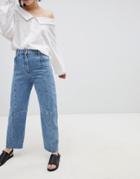 Asos Design Premium Florence Authentic Egineered Straight Leg Jeans In Noella Blue - Blue