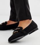 Raid Wide Fit Nylah Black Loafers With Tortoiseshell Trim - Black