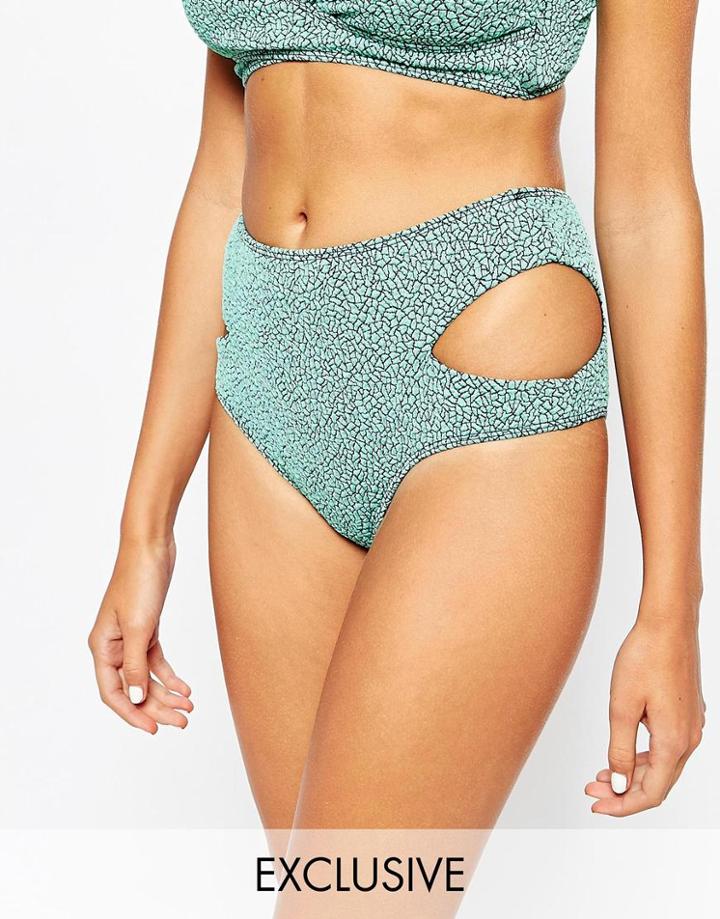 Beach Riot Cut Out Side High Waist Bikini Bottom - Green