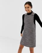 New Look Buckle Detail Pinny Dress In Boucle - Black