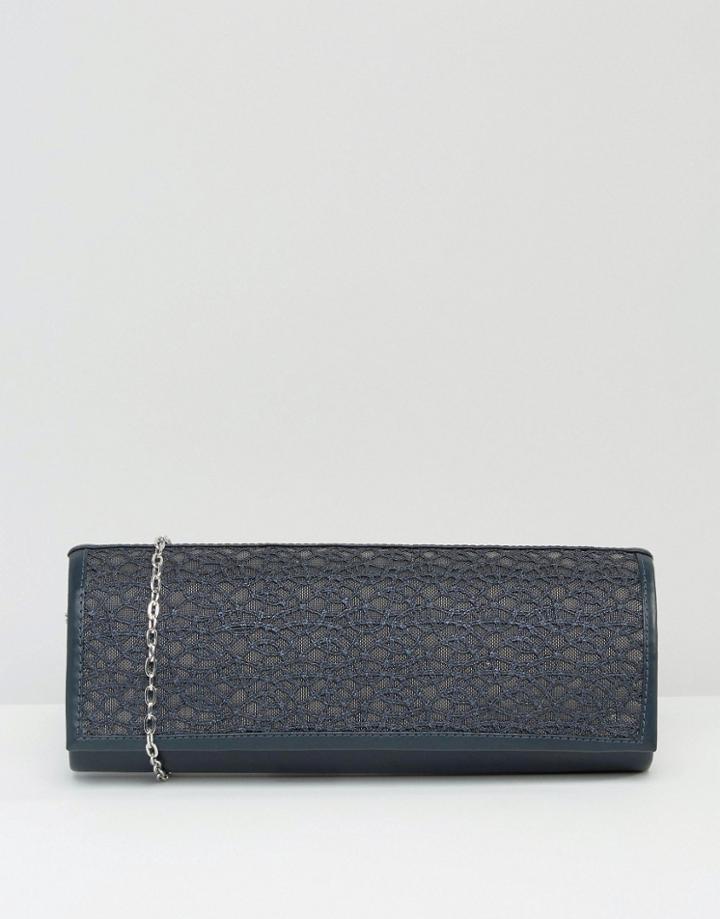 Lotus Clutch Bag With Mesh Detail - Navy
