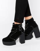T.u.k. Yuni Spike Suede Platform Ankle Boots - Black