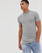 Asos Design Muscle Fit Short Sleeve Jersey Polo In Gray Marl - Gray