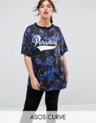 Asos Curve T-shirt With Paradise Print - Multi