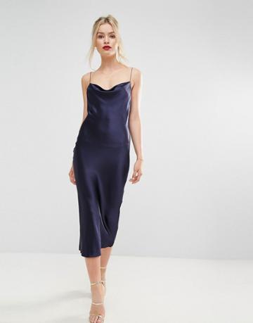 Bec & Bridge Sirens Satin Midi Dress - Navy