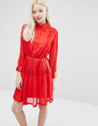 Sister Jane Karina Dress With Pleated Skirt - Red