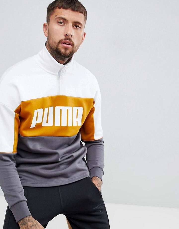 Puma Retro Half Zip Sweat In Yellow 57637814 - Yellow