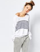 Sundry Stripe Sweatshirt - White