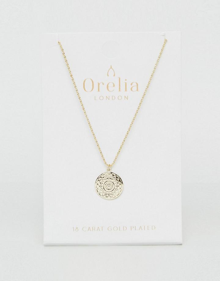 Orelia Gold Disc Pendant Necklace - Gold