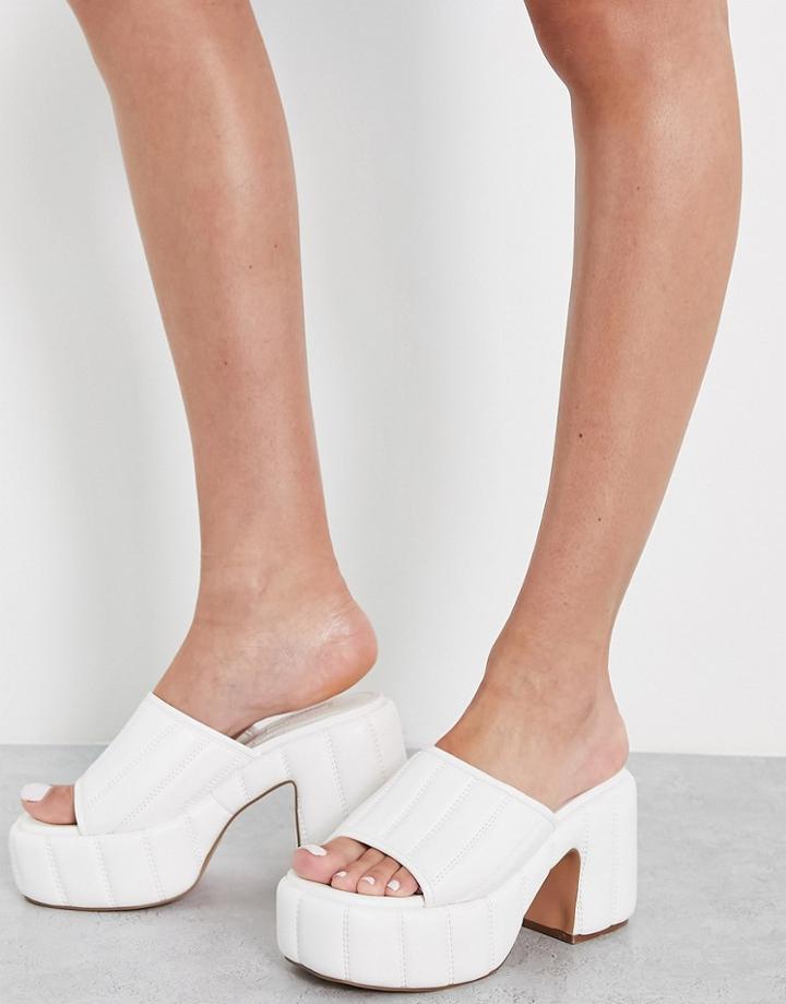Topshop Nicole Padded Mule Platform Sandals In White