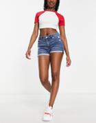 Tommy Jeans Turned Up Hem Denim Short In Mid Wash-blue