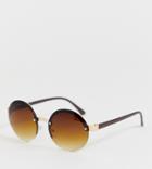 Glamorous Exclusive Oversized Round Ombre Lens Sunglasses-brown