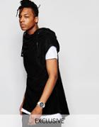 Unplugged Museum Hooded Sleeveless Top With Pu Trim - Black