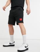Hugo Diz212 Contrast Box Logo Sweat Shorts In Black-silver