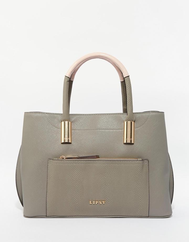 Lipsy Textured Tote Bag In Khaki - Khaki