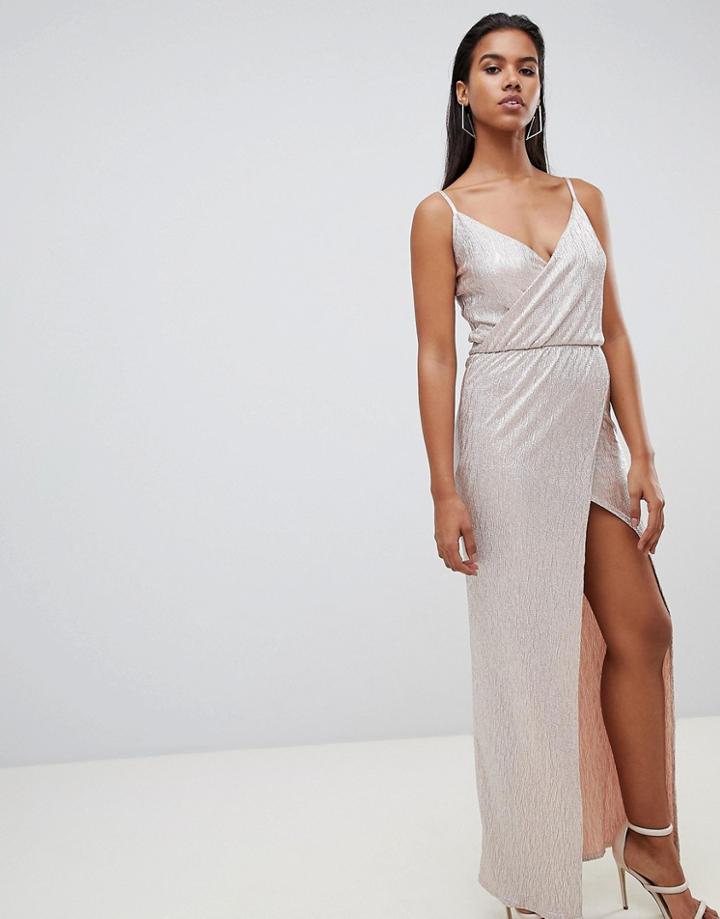 Rare Spagetti Wrap Maxi Dress - Gold