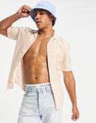 Only & Sons Revere Shirt In Orange Stripe