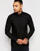 Rogues Of London Exclusive Skinny Fit Stretch Shirt - Black