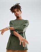 Asos Oversized T-shirt With Roll Sleeve - Green