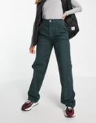 Asos Design Slouchy Chino Pants In Dark Green-blues
