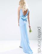 Tfnc Petite Wedding Sateen Bow Back Maxi Dress - Blue