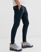 Asos Design Super Skinny Sweatpants In Navy With Zip Pockets - Navy