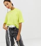 Collusion Boxy Short Sleeve T-shirt In Washed Neon-green