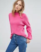 Vero Moda Balloon Sleeve Knitted Sweater - Pink