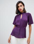 River Island Blouse With Key Hole Detail In Purple