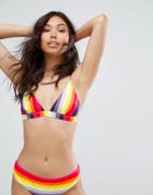 Warehouse Rainbow Stripe Bikini Top - Multi