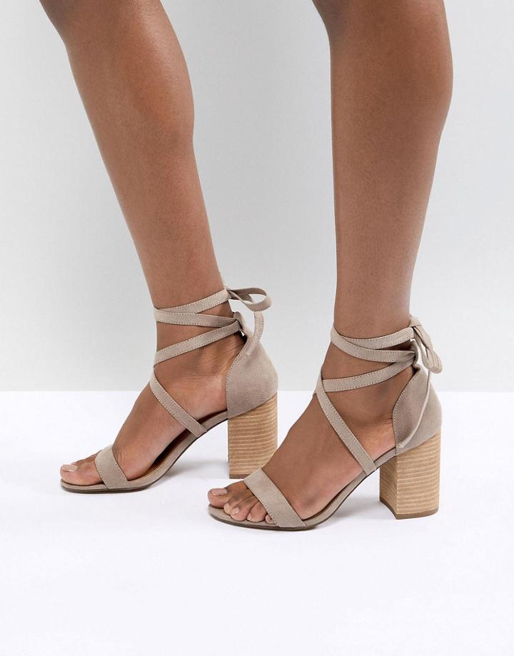 Asos Design Travis Tie Leg Heeled Sandals - Beige