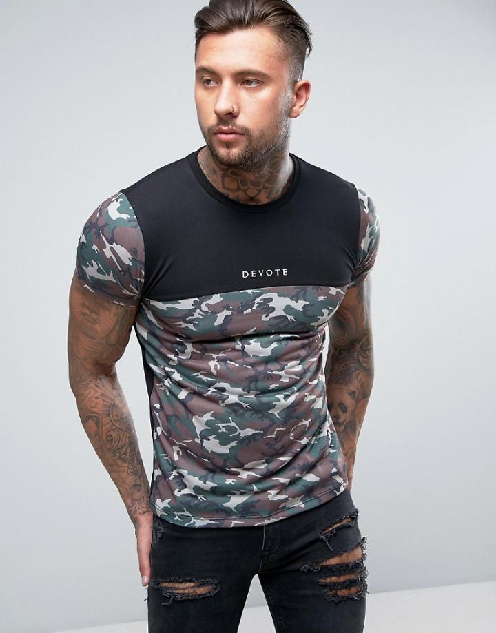 Devote T-shirt In Camo - Black