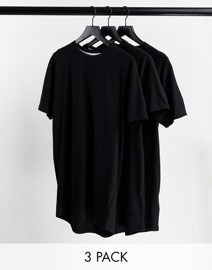 Soul Star 3-pack Longline T-shirts In Black